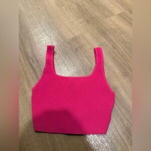 Babaton Fuchsia Ribbed Crop Top